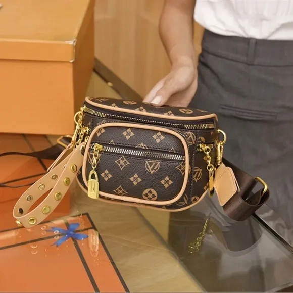 Fashion Designer Inspired Brown Crossbody Shoulder Bag - Picture 7 of 12